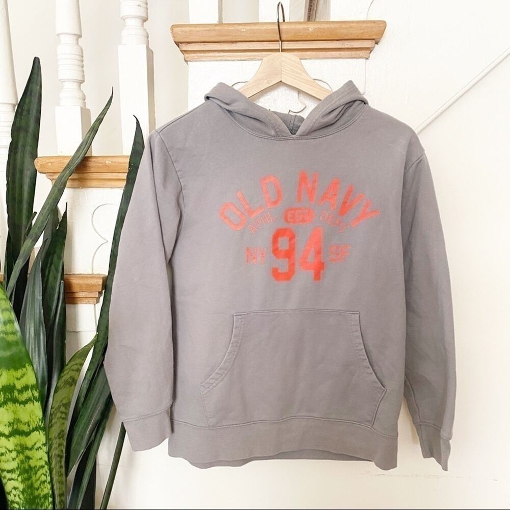 Old navy gray orange hoddie sweatshirt L (10-12)